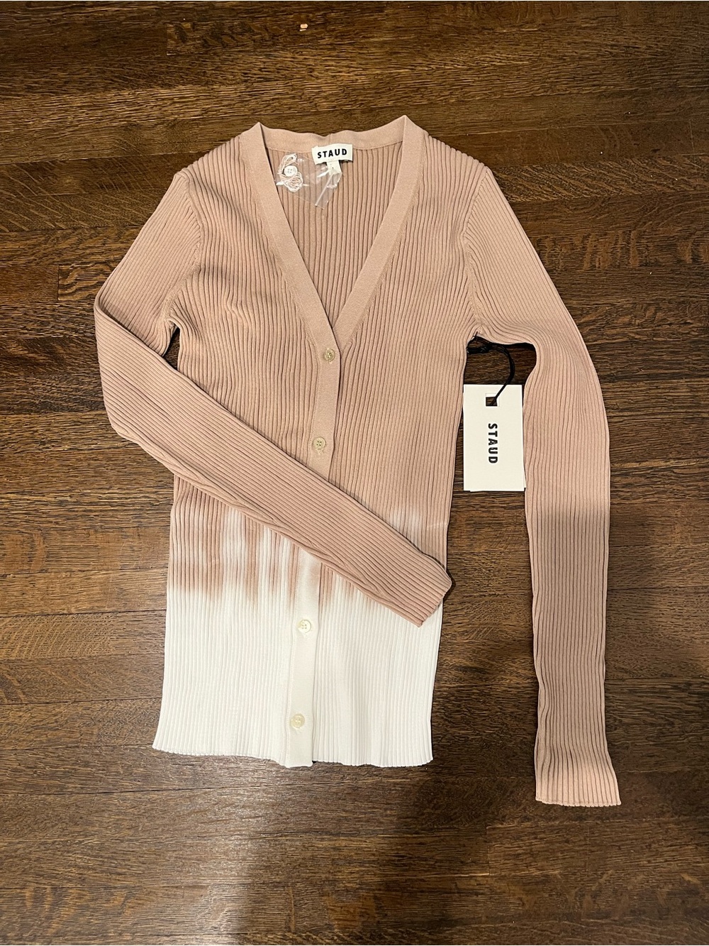 Staud Cargo Cream/Taupe Button Down Sweater. Size Large NWT